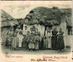1901 Nagyida, Velká Ida; cigányok / gypsy camp (vágott / cut)