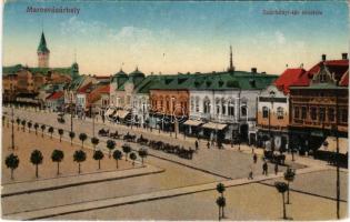 Marosvásárhely, Targu Mures; Széchenyi tér, üzletek. Vasúti levelezőlapárusítás 21. sz. 1916. / square, shops (EK)