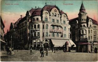 1912 Nagyvárad, Oradea; Fekete Sas nagyszálloda, Moskovits cipőgyár üzlete / hotel, shops (lyuk / pinhole)