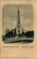 Kolozsvár, Cluj; Szent-Péteri templom a Külső Magyar utcában. Dunky Fivérek cs. és kir. udvari fényképészek / church, street view (lyuk / pinhole)