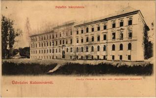 Kolozsvár, Cluj; Felsőbb leányiskola. Dunky Fivérek cs. és kir. udvari fényképészek / girls school (lyukak / pinholes)