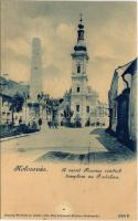 Kolozsvár, Cluj; A Szent Ferenc-rendiek temploma az Óvárban. Dunky Fivérek cs. és kir. udvari fényképészek / church, street view (lyuk / pinhole)