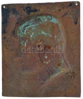 1962. "Profil jobbra" Szign:."ZST.G. 1962. V." öntött Cu-Zn plakett tetején két ...