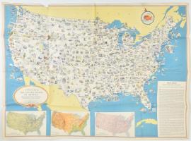 cca 1950-1960 A Pictorial Map of The United States of America, 1:200 000, 58×80 cm