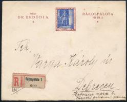 1924 Ajánlott céges levél Arató 4 x 200K + 4 x 800K bérmentesítéssel / Registered business cover with 4.000K franking RÁKOSPALOTA - DEBRECZEN