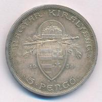 1938. 5P Ag "Szent István" T:1-,2 patina
Adamo P8.1