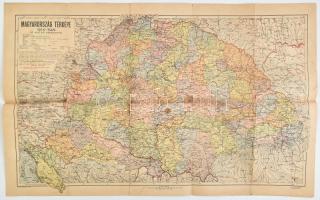 Magyarország térképe 1918-ban az 1942-es határokkal, kiadja: Magyar Földrajzi Intézet Rt., szakadásokkal, foltos, 42×69 cm