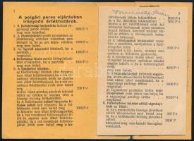 cca 1937 Minerva-féle illeték-táblázat és ügyvédi díjszabás. Összeáll.: Pajor Rezső. Bp., Minerva Pa...