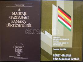 1989 Ágoston László: Fejezetek a Magyar Gazdasági Kamara történtéből illetve 1997 Tefner Zoltán: Német-Magyar közgazdasági szótár című könyvek, szép állapotban