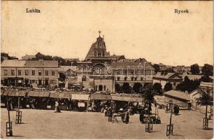 1916 Lublin, Rynek / square, market, shops (fl)