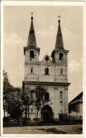 1938 Ipolyság, Sahy; Római katolikus templom / Catholic church + 1938 Az Első Visszatért Magyar Város Ipolyság So. Stpl.