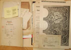 cca 1920-1960 hagyaték okmány és nyomtatvány tétel igazolványokkal,  reklámokkal meghívókkal mappában