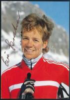 Evi Kratzer (1961) Svárjci olimpiai 3. helyezett sífutó / Swiss cross-country skier autograph postcard