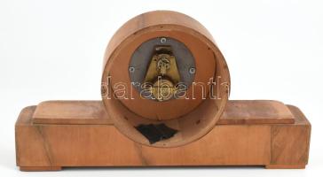 MOM asztali óra, nincs kipróbálva, üveg hiány, kulccsal, kopott, m: 23 cm