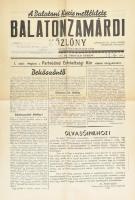 1937 Balatonzamárdi Közlöny, a Balatoni Kurir önálló melléklete, I. évfolyam 1. beköszönő száma, hajtva, jó állapotban