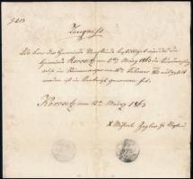 1863 Korosecz (Károlyfa, ma: Korovci, SL), Zigler Mihály községi elöljáró német nyelvű igazolása egy...