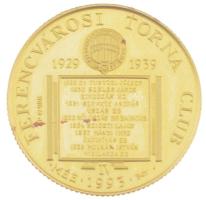 Bognár György (1944-) 1993. MÉE - Ferencvárosi Torna Club FTC IV. jelzett Au emlékérem eredeti műanyag díszdobozban (9,42g/0.986/23mm) T:1 (eredetileg PP) fo.