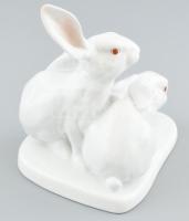 Herendi nagyméretű nyuszi pár. Kézzel festett, jelzett, hibátlan, 14x13x11 cm