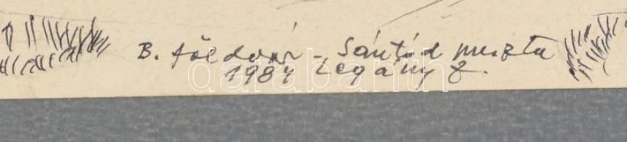 Legány Zoltán (1911-1993): Balatonföldvár-Szántódpuszta, 1984. Tus, papír, jelzett, kartonra kasíroz...