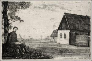 Lukovszky László (1922-1981): Itt születtem én, ezen a tájon (Petőfi). Rézkarc, papír, jelzett. 20x2...