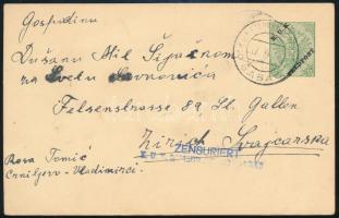 1916 Felülnyomott díjjegyes levelezőlap ŠABAC tábori posta bélyegzéssel