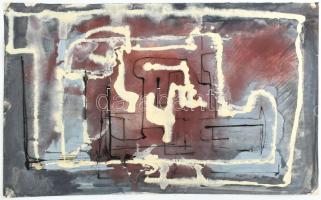 Rác András (1926-2013): Labirintus. Hidegzománc, akvarell, papír, jelzés nélkül. Proveniencia: A művész hagyatéka. 37x61 cm