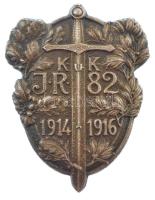Osztrák-Magyar Monarchia 1916. K.u.K. 82-es Gyalogezred jevénye dombornyomott bronz kitűző (50x38mm) T:1-,2 Austro-Hungarian Monarchy 1916. K.u.K. Badge of the 82nd Infantry Regiment embossed bronze badge (50x38mm) C:AU,XF