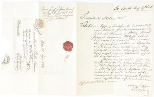 1856 Szilágysomlyó, Plébános részére szóló levél, benne tartozás ügyében, viaszpecséttel, 6 kr bélyeggel
