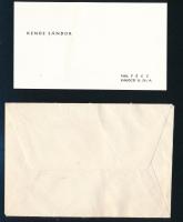 cca 1970 Kende Sándor (1918-1992) író, költő saját kézzel írt és aláírt köszönőlevele névjegykártyáj...