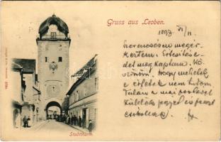1897 (Vorläufer) Leoben, Stadtthurm / tower gate (EK)