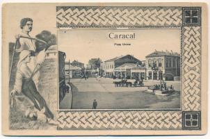 Caracal, Piata Unirei / square, shops. leporellocard with 10 pictures (fa)