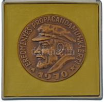 1970. Eredményes Propagandamunkáért egyoldalas bronz emlékérem eredeti dísztokban, névre szóló adományozói lappal (70mm) T:1-