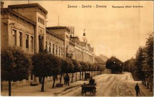 1911 Zimony, Semlin, Zemun; Fő utca, Streicher szálloda / Hauptgasse / main street, hotel