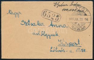 1946 (26. díjszabás) Levél 100.000 AP készpénzes bérmentesítéssel "RÁTÓT"