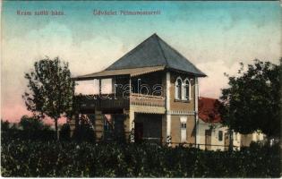 Pélmonostor, Beli Manastir; Kram szőlőháza, villa / wine house, vineyards, villa (kopott sarkak / worn corners)