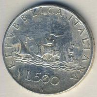 Olaszország 1958. 500L Ag "Kolombusz hajója" T:2/3