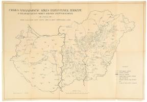 1934 Csonka-Magyarország szikes területeinek térképe, a talajvízészlelő csőkút hálózat feltüntetésével, 1 : 750.000, Bp., M. Kir. Földtani Intézet, a hajtások mentén szakadásokkal, 77x52 cm