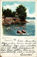 1899 (Vorläufer) Abbazia, Opatija; Angiolina-Seebad / spa, beach, bathers. Verlag v. G. Jerouscheg. litho (EK)