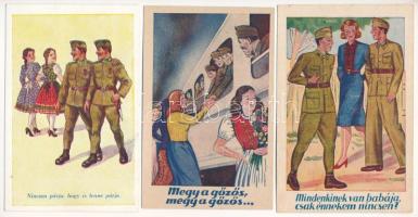 3 db magyar humoros katonai képeslap lányokkal