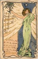 1900 December. Titkosírás / March. Art Nouveau litho (EK)