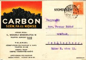 1939 Carbon szén, fa és koksz. Szénkereskedelmi és Ipar részvénytársaság reklám (EK)