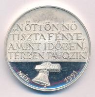 Nagy István János (1938-) 1991. "MÉE / Gróf Teleki Pál" Ag emlékérem (35.50g/0.835/42,5mm)...