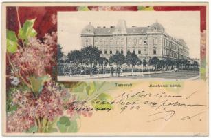 1903 Temesvár, Timisoara; Józsefvárosi bérház. Uhrmann Henrik kiadása. Szecessziós virágos litho keret / Iosefin tenement palace. Art Nouveau, floral, litho frame