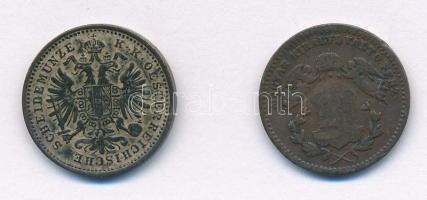 1868KB 1kr Cu Angyalos címer + Ausztria 1885. 1kr Cu T:2-,3 patina, kis ph