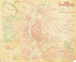 1941 Budapest térkép, Az Utca Rendje melléklete, szakadt, foltos, javított, az egyik sarkán hiánnyal, 90x75 cm,