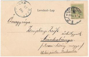 1903 Temesvár, Timisoara; Belváros, Jenő herceg tér, emlékmű. Szecessziós virágos litho keret / squa...