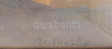 Bánovszky Miklós (1895-1995): Szentendrei utca, olaj, vászon, jelzett, hátoldalán autográf feliratta...