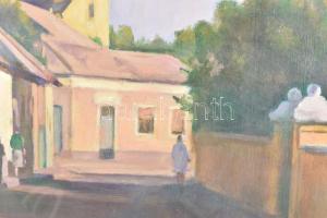 Bánovszky Miklós (1895-1995): Szentendrei utca, olaj, vászon, jelzett, hátoldalán autográf feliratta...