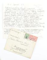 1911 László Fülöp Elek (1869-1937) festőművész autográf baráti hangvételű levele Kézdi-Kovács László (1864-1942) festőművész, műkritikus részére, benne a Nemzeti Szalonra vonatkozó sorral is, két beírt oldal, borítékkal.