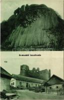 Sátorosbánya, Siatorská Bukovinka; Somoskői vár, Bazaltesés. Kiadja Friedler Samu / Hrad Somoska / castle ruins, basalt waterfall